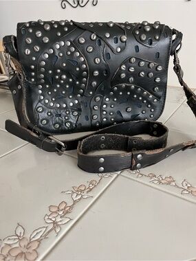 Patricia Nash Studded Distressed Crossbody / Shoulder Bag